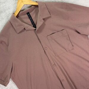 Lululemon Men's Airing Easy Camp Collar Shirt Button Down Twilight Rose Sz XL